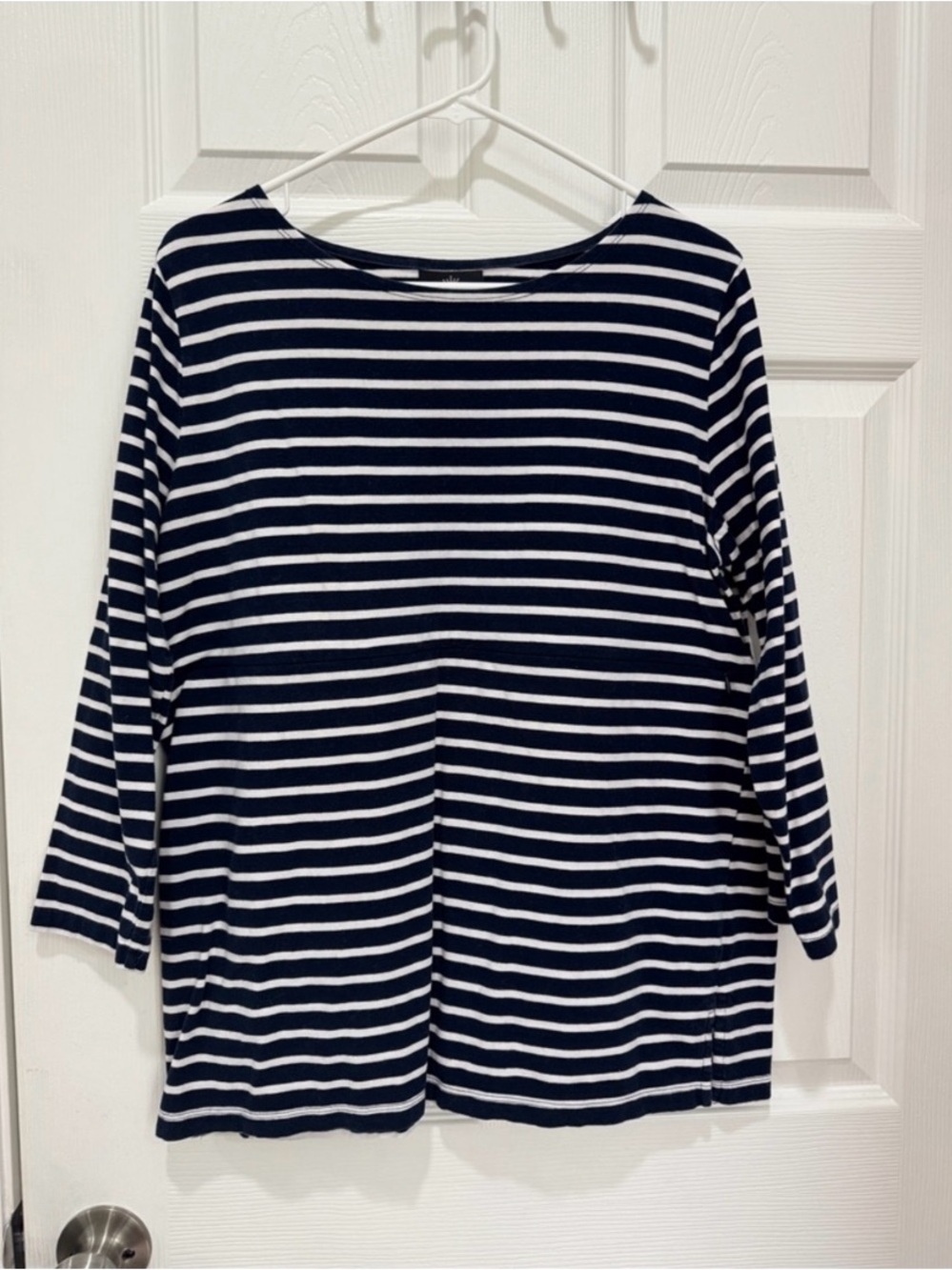 Nursing queen L top blouse nursing breastfeeding navy white striped